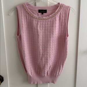 EUC Luisa Spagnoli Waffle knit sweater Italy Vest Tank Top Gold chain Sz S